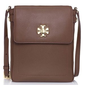 Tory Burch Mercer Book Bag Crossbody Dark Walnut